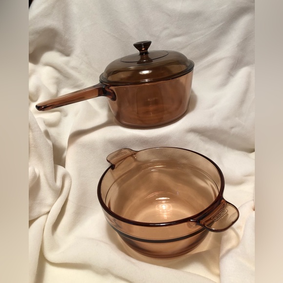 10209 Amber Vision Pyrex Corning Ware 1.5L Quart Sauce Pan Double Boiler w/ Lid - Picture 12 of 16